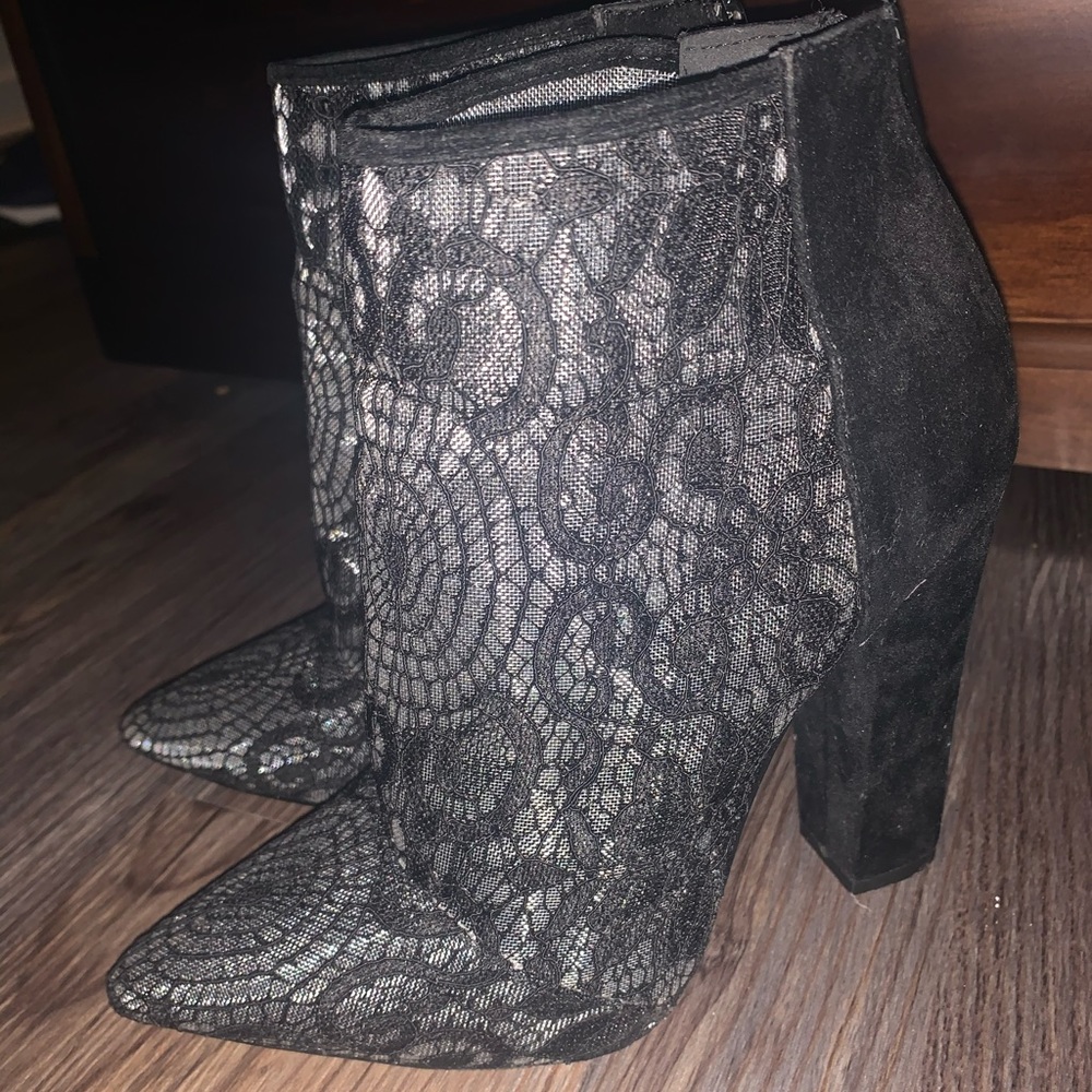 Black lace heels